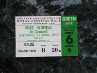 Ticket Royal Festival Hall 21-4-1979.