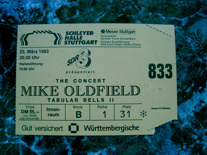 Ticket Tubular Bells II Tour (Stuttgart 23-3-1993).